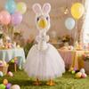 1 Set Porch Goose Bunny Outfit Easter Bunny Goose Costume Rabbit Ear Hat Bow Tie Dress Clothes for 23 Inch High Cement or Goose Lawn Yard Decor