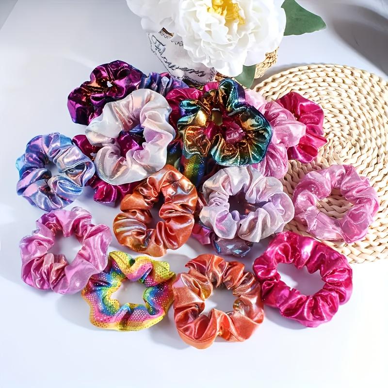 Rainbow Hair Scrunchies, Elastic Fabric Hair Bands, Colorful Ponytail Holders for Women, Versatile Hair Ropes for Parties