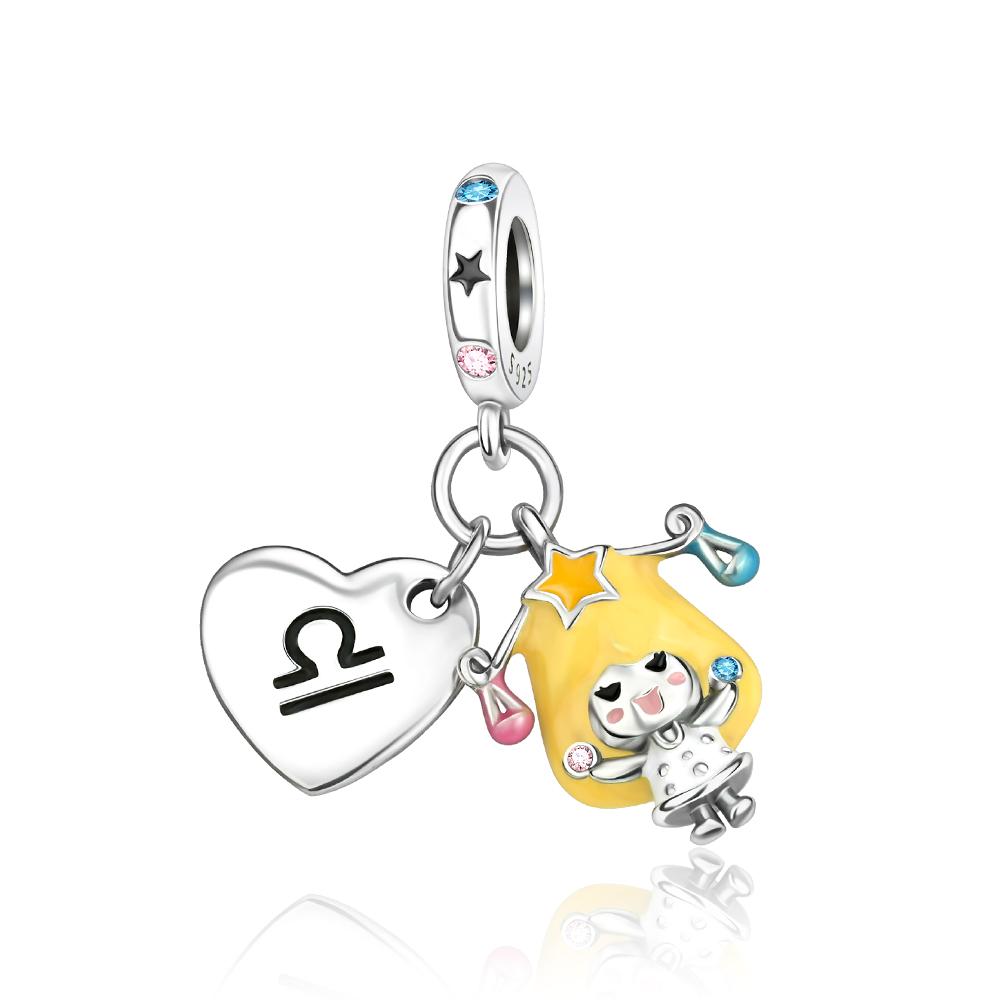 Popular Copper Rose Heart Shape Beads & Scorpio Dangle Charm Fits Bracelet Exquisite Necklace Women'S Jewelry Gifts