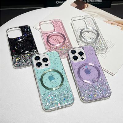 Anwendbar auf iPhone 16 Magnetische Handyhülle Glitzerpuder 14Promax Apple 15 Schutzhülle 13