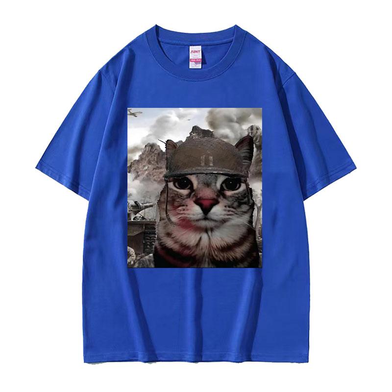 Thousand Yard Stare Funny Cat Meme T Shirts Men Womens Fashion Casual Short Sleeve Tshirts Cotton Oversized Tshirt Streetwear