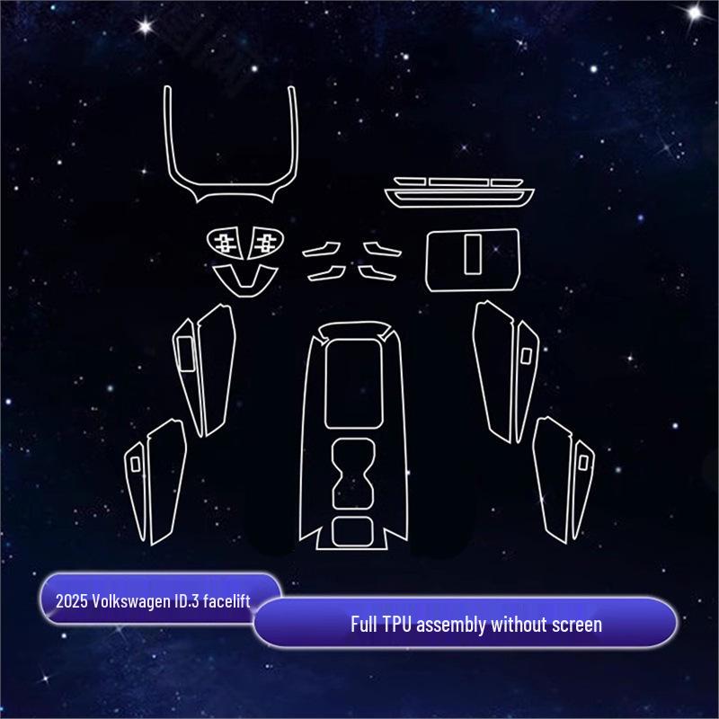 2025-2026 VW ID.3 Facelift Interior Protection Film: Console, Navigation, Instrument, and Door Panels.
