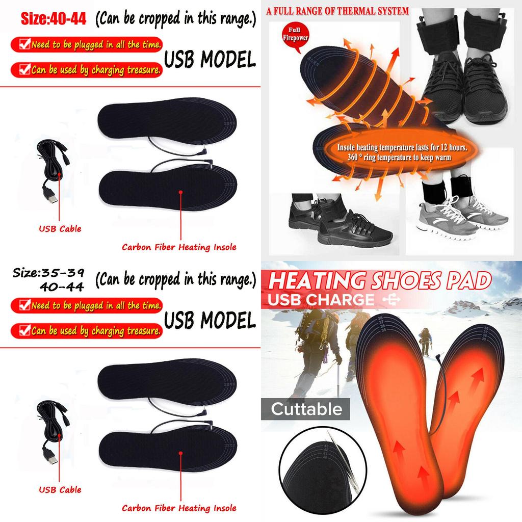 Comfortable Electric Heated Shoe Insoles For Winter With Foot Warmer Pads