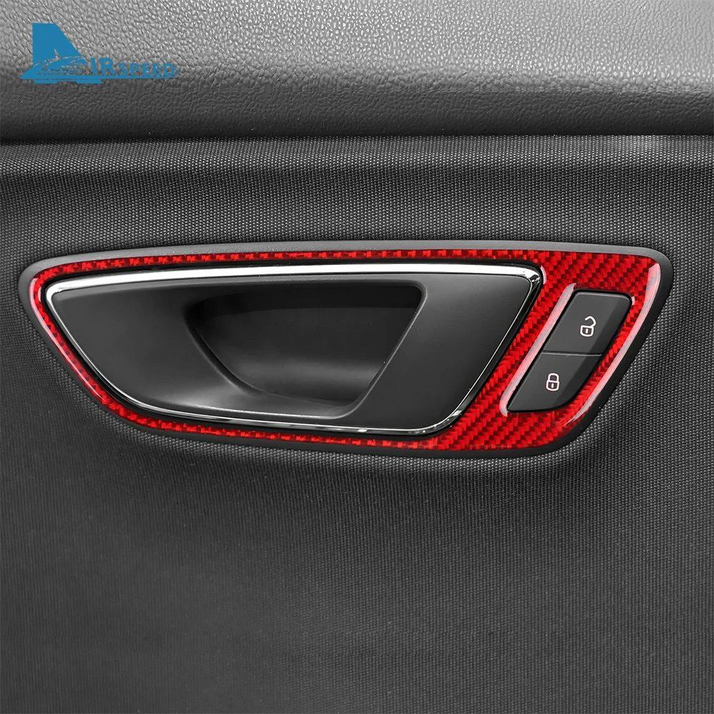 Real Soft Carbon Fiber Sticker For Seat Leon MK3 2013 2014 2015 LHD RHD Car Door Handle Frame Panel Trim Interior Accessories