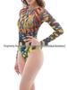 Cross-Border Long Sleeve Floral Swimsuit with Sun Protection and Mesh Bikini for Women