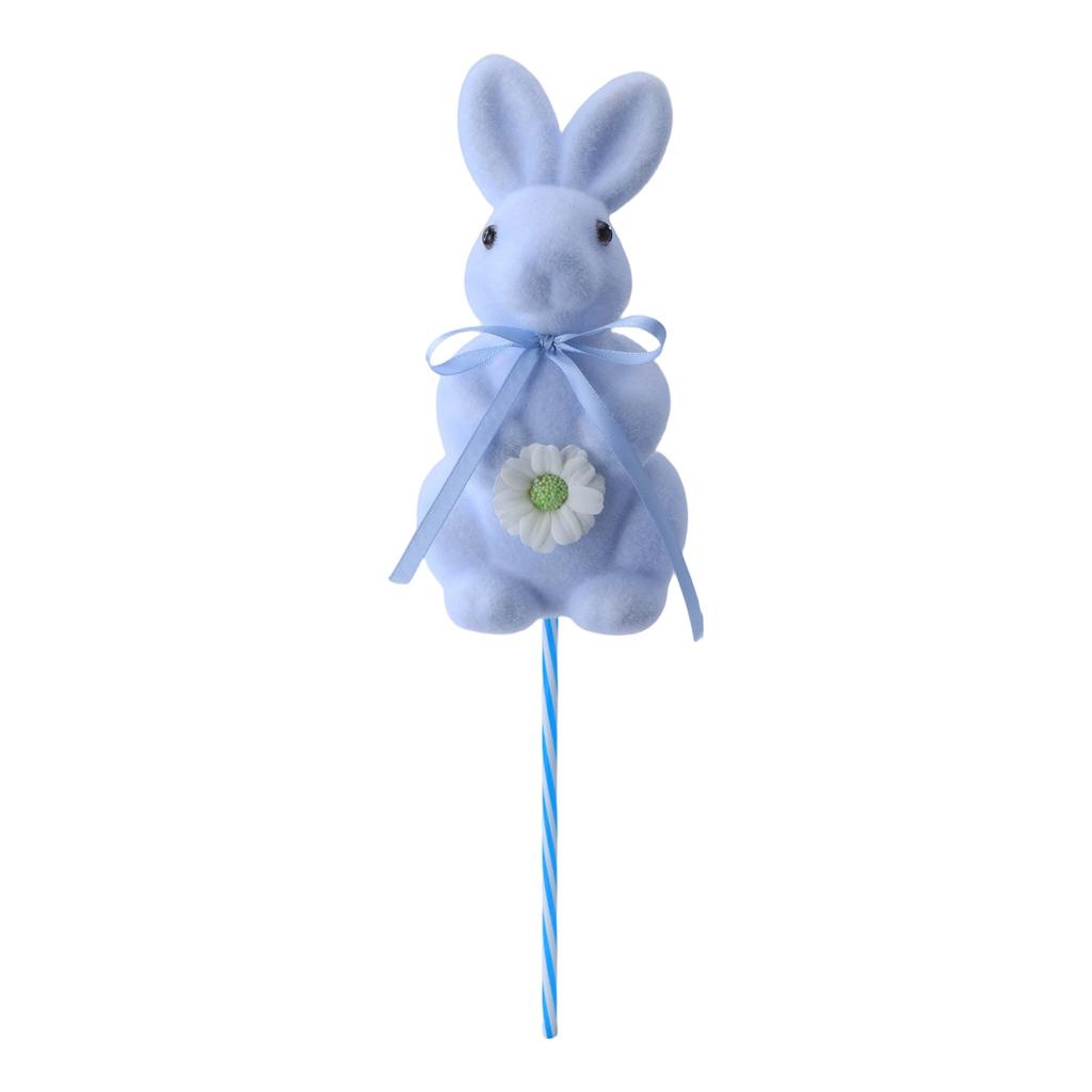 Easter Bunny Figurine - Realistic Flocked Doll, Cute Tabletop Decor For Easter, Spring Home & Window Display