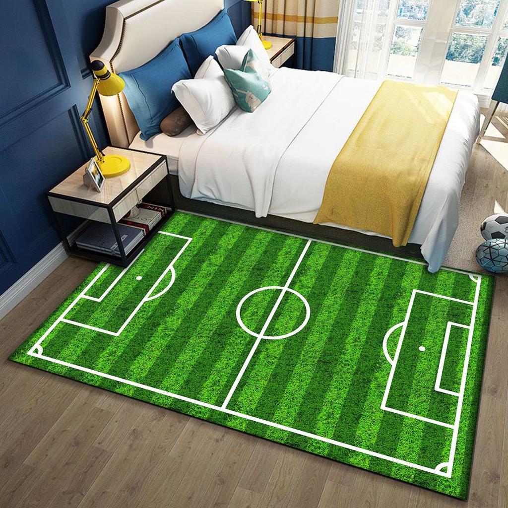 Football Cartoon Field Boys Carpet Childrens Room Large Area Floor Mats Ottomans Living Room Room Bedroom Full Bedside Blanket