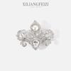 Bo Xin Yun Korean Style Zirconia Crown Brooch with Freshwater Pearl Pin Accessory