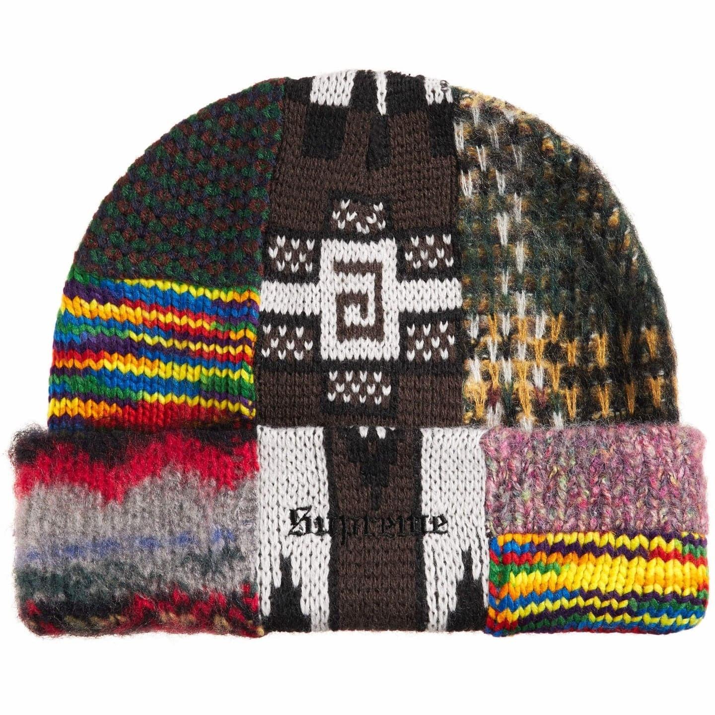 823994 Шапка-бини Supreme Пэчворк Коричневая One-Size