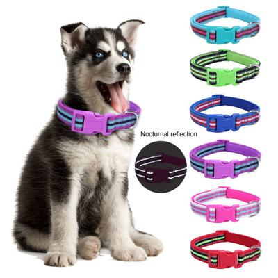 Collier réfléchissant réglable en Polyester pour animaux de compagnie, sangle circulaire de cou pour chien et chat, fournitures pour animaux de compagnie