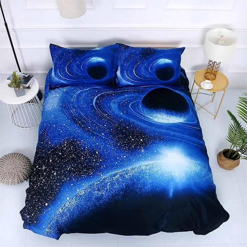 Galaxy Theme Blue Purple Design Duvet Cover Full Size For Girls Boys Teens Kids Gifts Starry Dream Sky Bedding Collection Room Decor