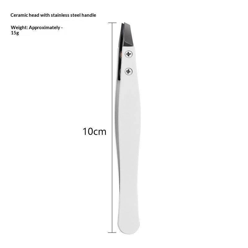 Zirkoniakeramik Spetsiga Pincetter Rostfritt Stål Pincetter Med Lutande Spetsar Kanter Ögonbryn Skägg Hår Ögonfranspincetter