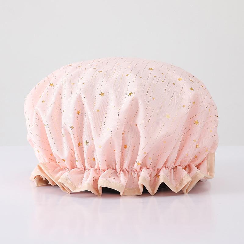 Shower Cap Waterproof Hair Cap Hot Gold Printed Polyester Cotton Shower Cap Bath Lady