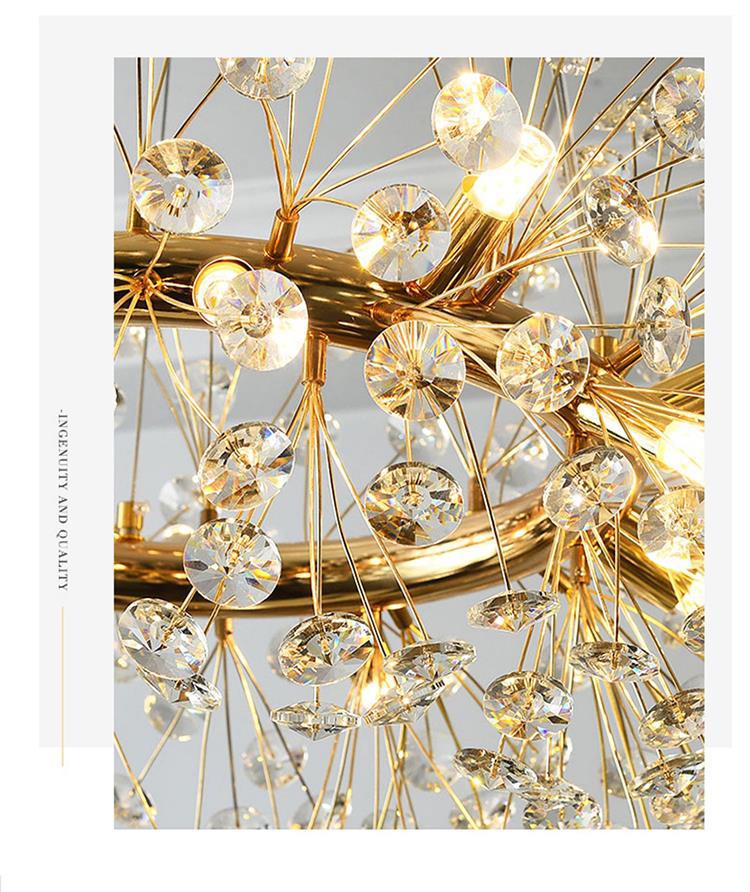 Nordic Dandelion Crystal Pendant Light for Living Room, Bedroom & Bar - Luxurious Creative Style Lighting