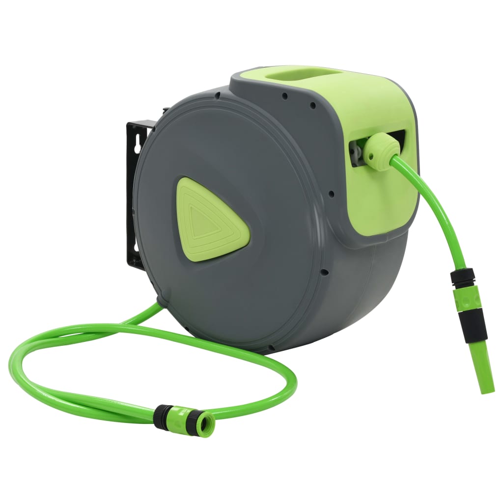 Retractable Garden Hose Reel with Automatic Rewind and Wall Mount 30+2 m