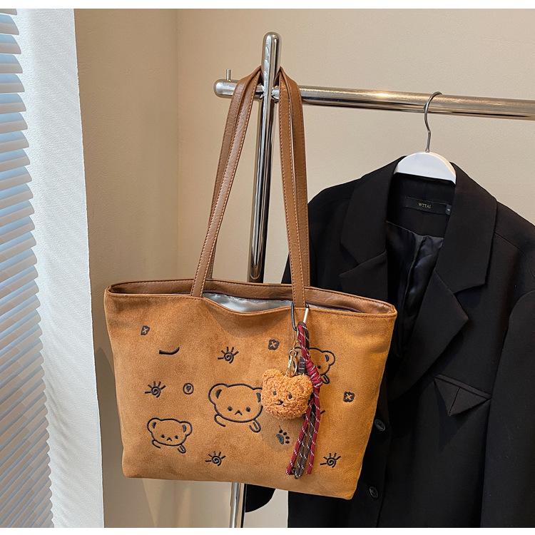 Embroidered Cartoon Shoulder Large Capacity Student Tote Versatile Shoulder Women's Bag Class Handbag