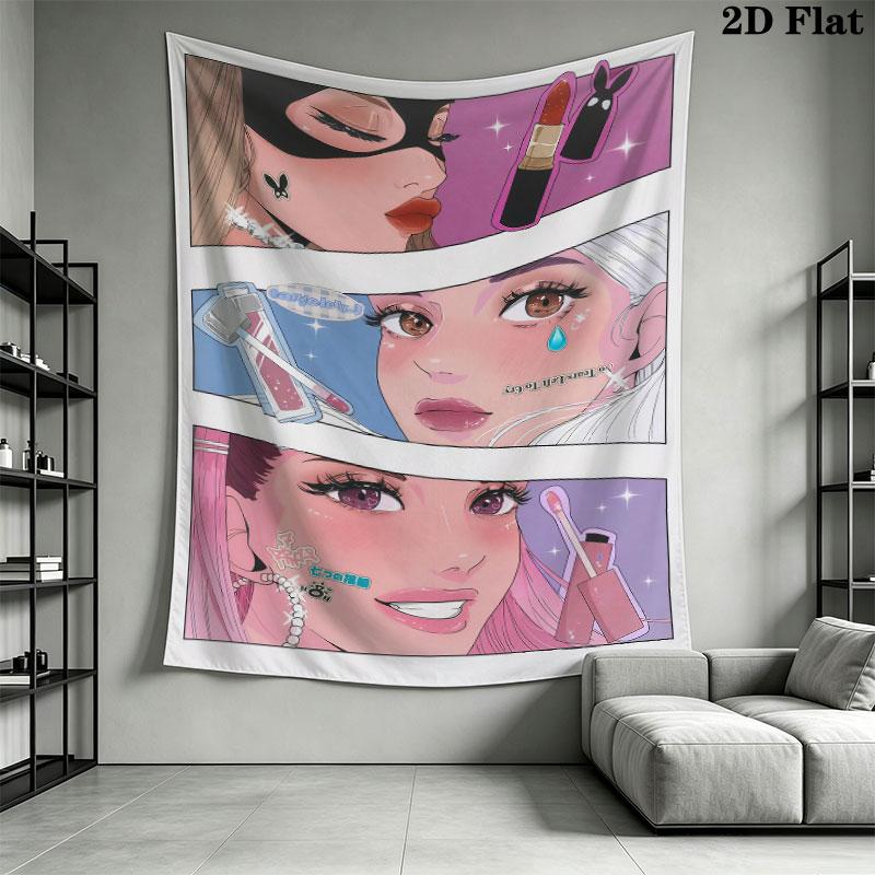 Ariana Grande Green Wall Hanging Printed Fabric Blanket Decorative Tapestries for Bedroom Living Room Home Decor