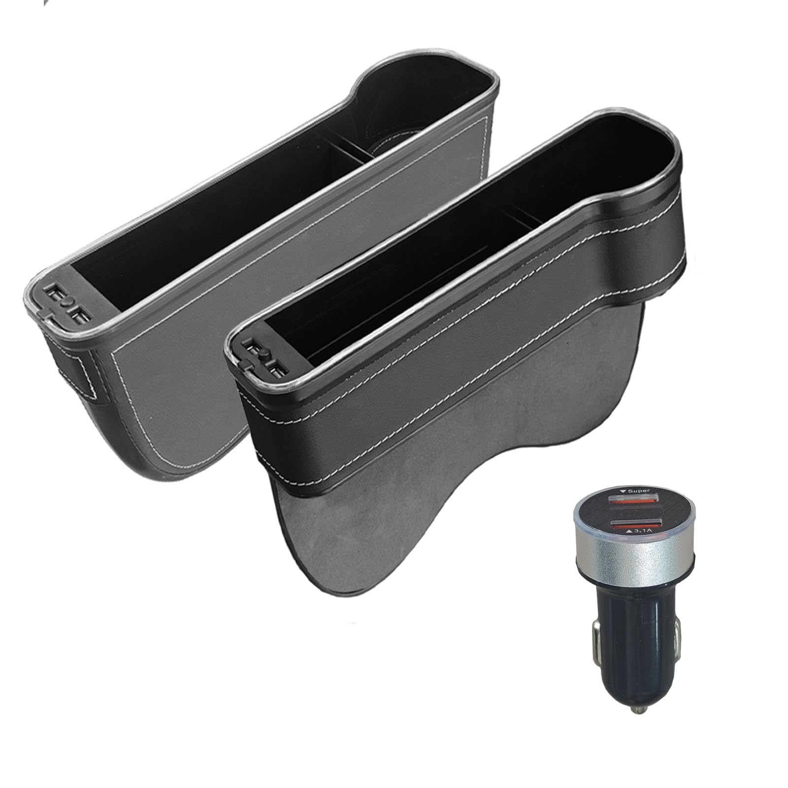 

Misoso Car Side Storage Seat Gap Storage LED Atmosphere Large Small Item Drink Seat Seat and Passenger Set of 2 Box, Pocket, Box, 7-Color Light, чёрный