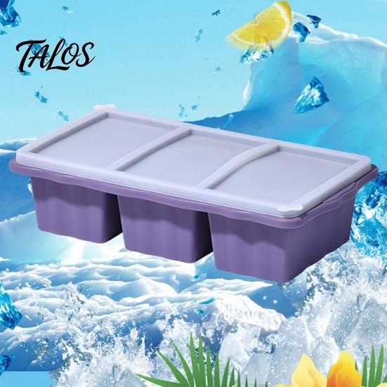 BPA-free Large Ice Cube Tray Silicone Freezer with Lid 3-Compartment And Oven Safe Mold for Soups Sauces BPA-Free Maker Easy-release