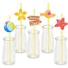Summer Party, Water Bottles and Straws, SUMMER, Decorative Props, 24pcs, Children's Party, Beverage Cups, Straws