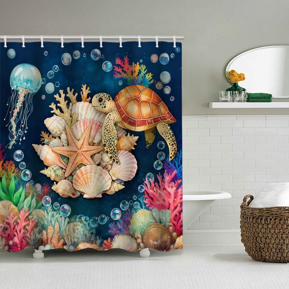 

1/4 Blue and White Flower print shower Curtains, Toilet Seat Decoration, Shower Curtain with Carpet and Toilet Lid, 70.8x70.8 in 180*180cm