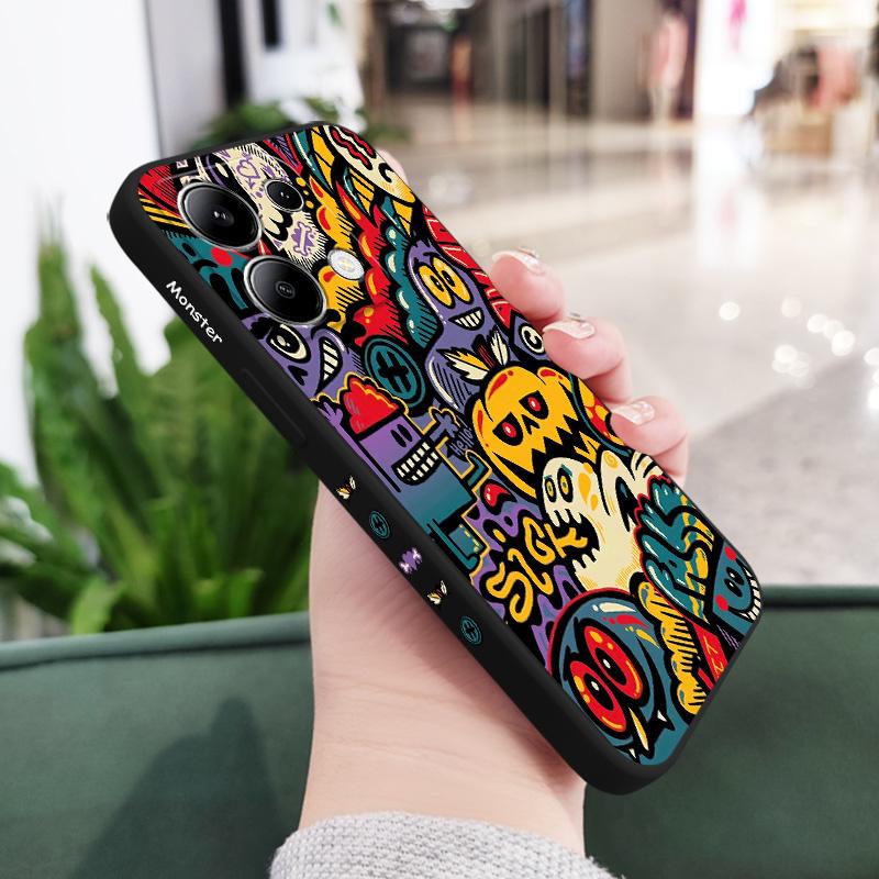 

Pumpkin Monster Phone Case For Xiaomi Redmi Note 14 13 12 12S 11 11S 10 10S 9 9S Pro Plus 4G 5G Liquid Silicone Cover Redmi note 14proplus чорний