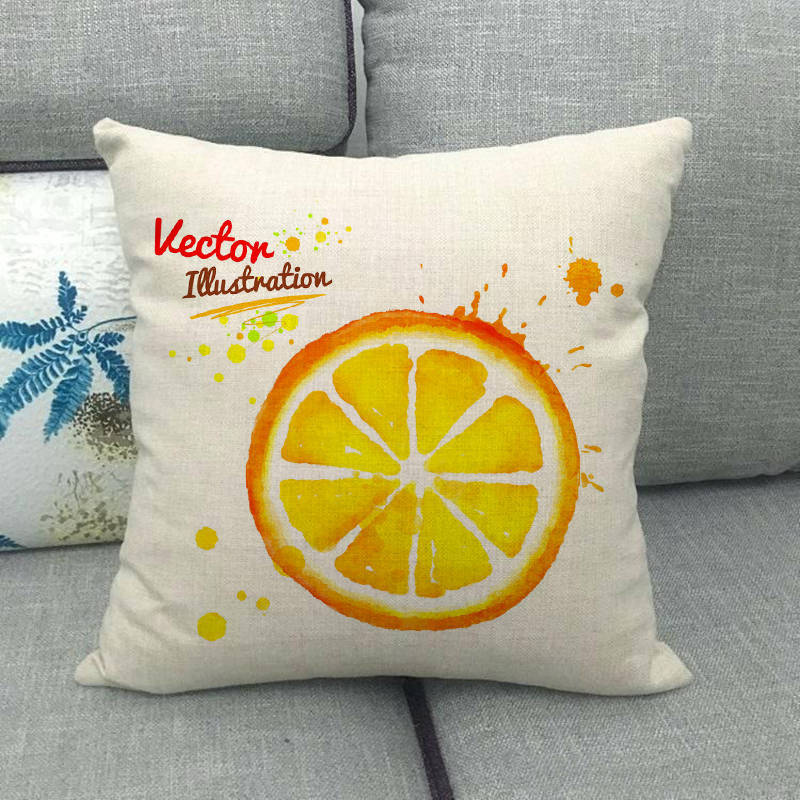 Simple And Colorful Painted Fruits Digital Printing Short Plush Pillow Covers For Car Sofa Office Cushion Cover Home Goods