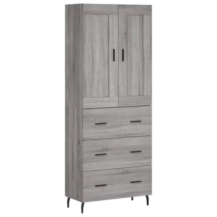 VidaXL Buffet haut Sonoma gris 69,5x34x180 cm Bois d'ingénierie 3199767