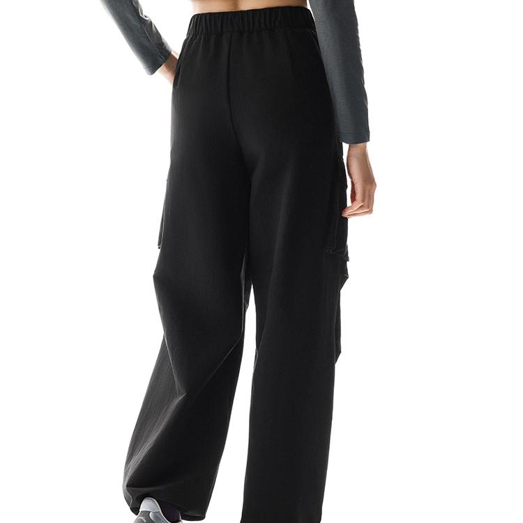 Anta Comfortable Casual Simple Straight Leg Zipper Sports Pants Women Pants Basic-Black 162516502-1