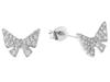 Silver Butterfly Earrings with Zirconia for Women Rhodium-Plated Studs Butterflies 925