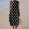 Women's Fashion Casual Sleeveless Round Neck Polka Dot Striped Elegant Temperament Dress