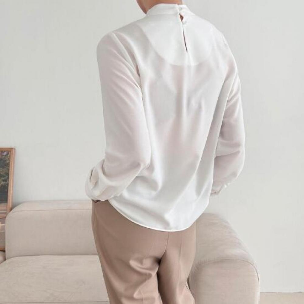 New Arrivals Open Run Women Unique Office Blouse Long Sleeve Color Block Fall