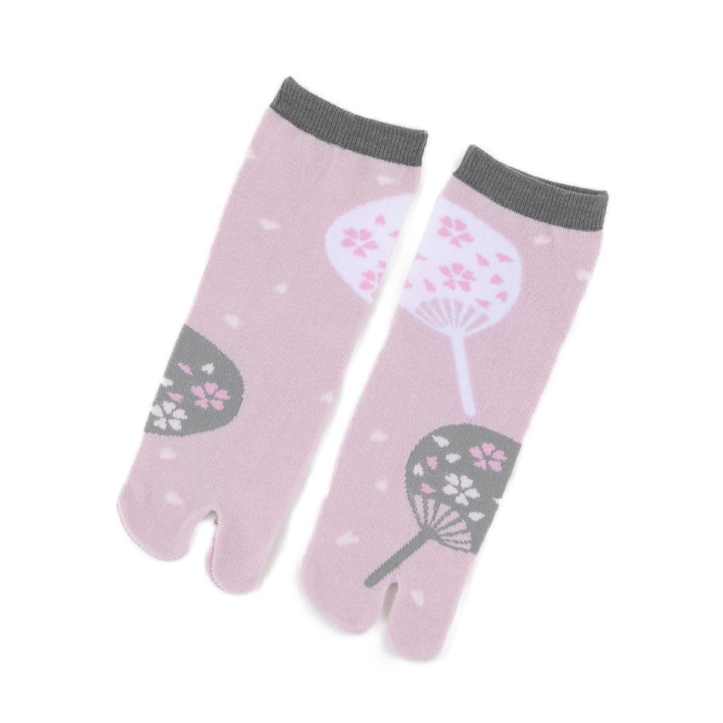 Noren Tabi Socks Blossom Tabi Made in Japan with Nara Crew Japanese for and Unisex Kids' (Japanorama/Cherry Design) - Two-Toe Socks, Cotton, Length,