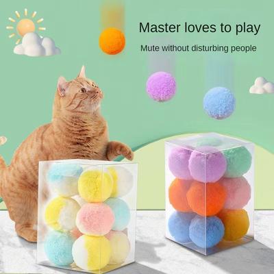 12 Stück/Box Plüschball Katzenspielzeug Stiller Ball Buntes Katzenspielzeug Kreativer Interaktiver Hüpfball Lustige Indoor-Kätzchenbälle Kauspielzeug