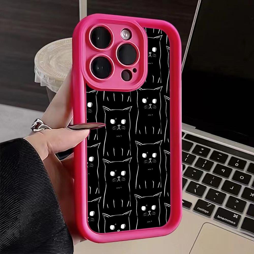 LZ7 Cartoon Cat Cute Silicone Phone Case for iPhone 11 13 14 15 16 Pro Max 7 8 16 Plus 12 Mini XS Max XR Shockproof Back Cover