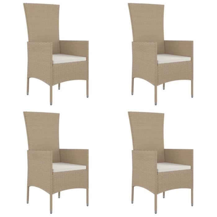 VidaXL Chaises de jardin avec coussins 4 pcs Résine tressée Beige 319533