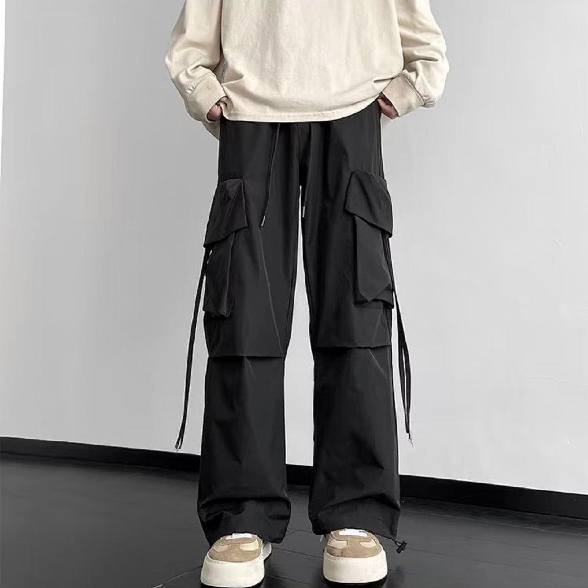 

Мужской комбинезон с манжетами и множеством карманов 2024 - Трендовый американский уличный стиль XXXL чёрный