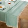 Solid Tablecloth With Lace Cotton Linen Waterproof Oilproof Rectangle Table Cloth Wedding Dining Tea Table Decoration Cover