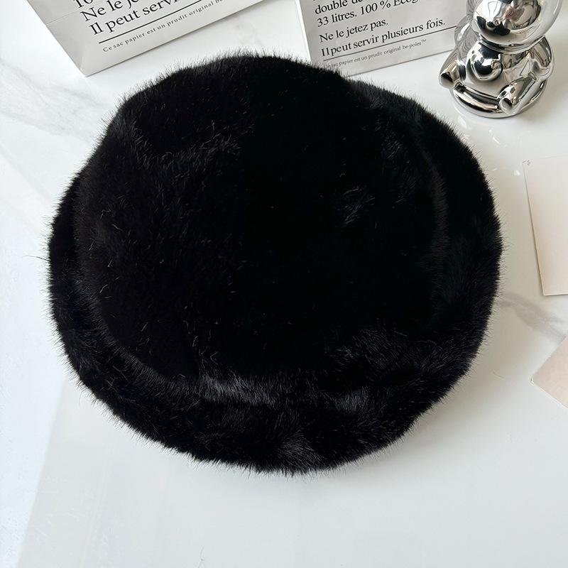 Mongolian hat women's winter cold Northeast bucket hat thickened imitation hair mink hair ear protection hat