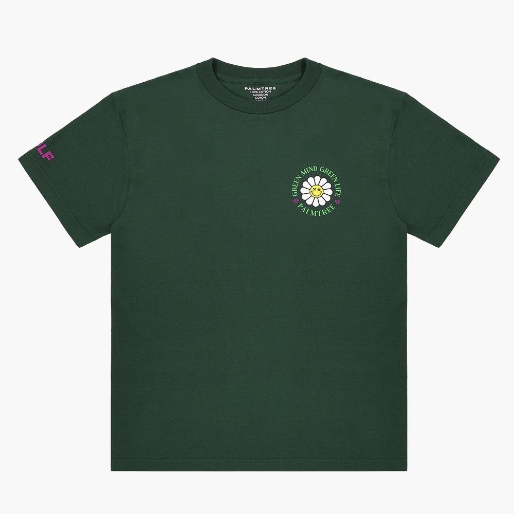 Palm Tree Golf Rounding Flower T-Shirt Green L