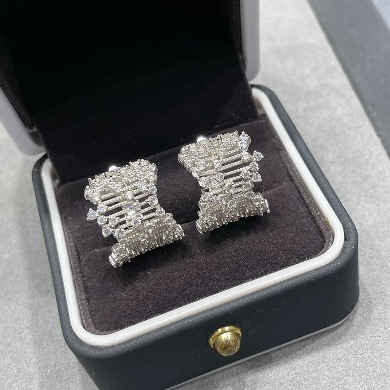 Musla Design Luxuriöse 925er Sterling Silber Kreuzlinien-Ohrringe für Damen Exquisite Party-Accessoires mit Hochwertiger Mode