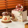 Mushroom Boy Ceramic Mug with Lid and Spoon