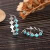 Retro Boho Geometric Zigzag Turquoise-Tone Hoop Earrings