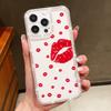 Red Lips Print Phone Clear Anti-Fall Case Shell For iPhone 16 Pro Max 16E 15 14 Pro 13 12 11 Diamond Frame Soft Silicone Shockproof Phone Cover
