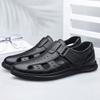 Fashion Summer Classic Black Hollow Out Leather Shoes Breathable and Comfortable Business Daily Hiking Shoes Middle Aged  Casual Shoes
