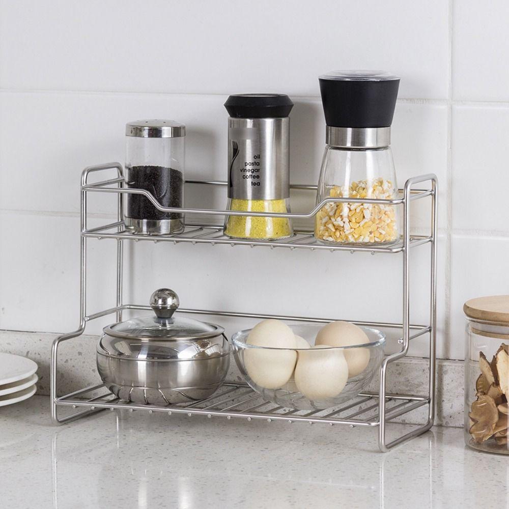 Double-layer Bathroom Storage Rack Modern Kitchen Storage Stand  Home Supplies