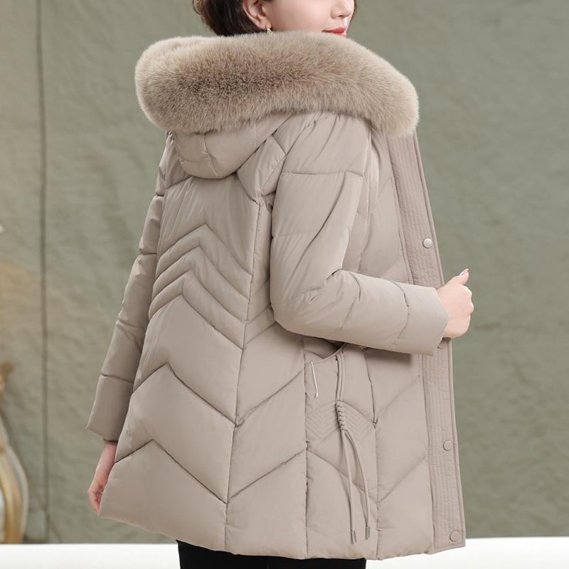 Jachete Femeie de Vârstă Mijlocie Iarnă Mărimi Mari Haine Exterioare cu Glugă Guler din Blană Faux Gros Cald Casual Palton de Iarnă Parkas Femei
