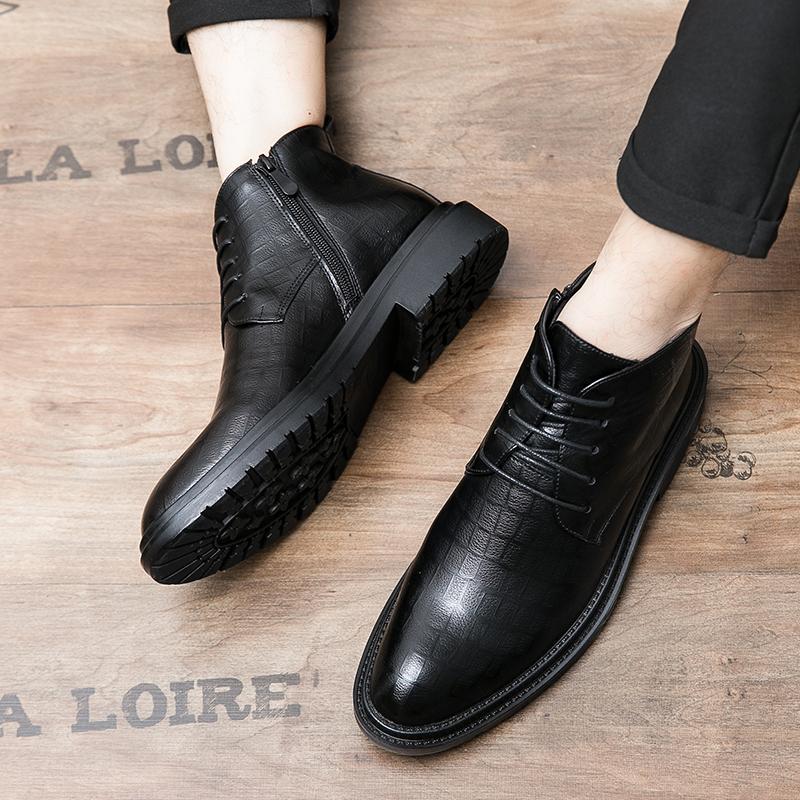 Leather Fashion Walking Shoes Men Luxury Brand Men's Ankle Boots Male Comfortable Low Top Casual Shoe New Lace-Up Mens Sneakers
