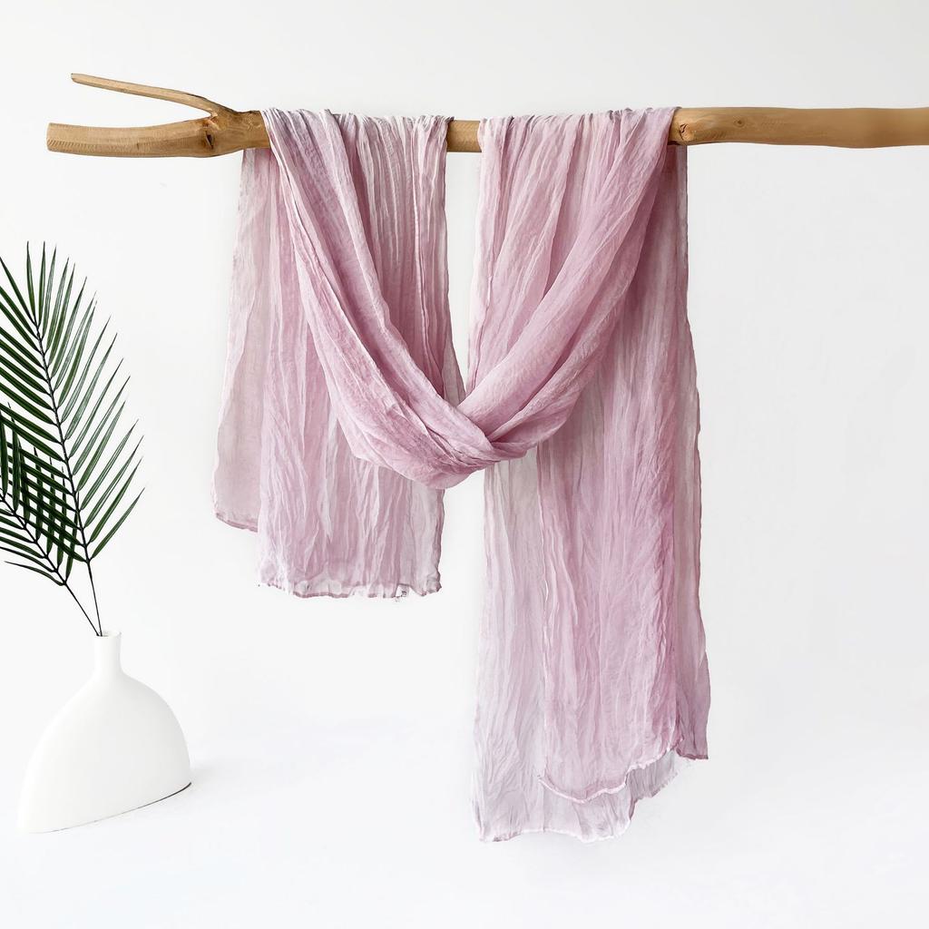 Maracia Headscarf Spring and Autumn Solid Color Cloud Pattern Folded Scarf Monochrome Thin Gauze Shawl Shawl