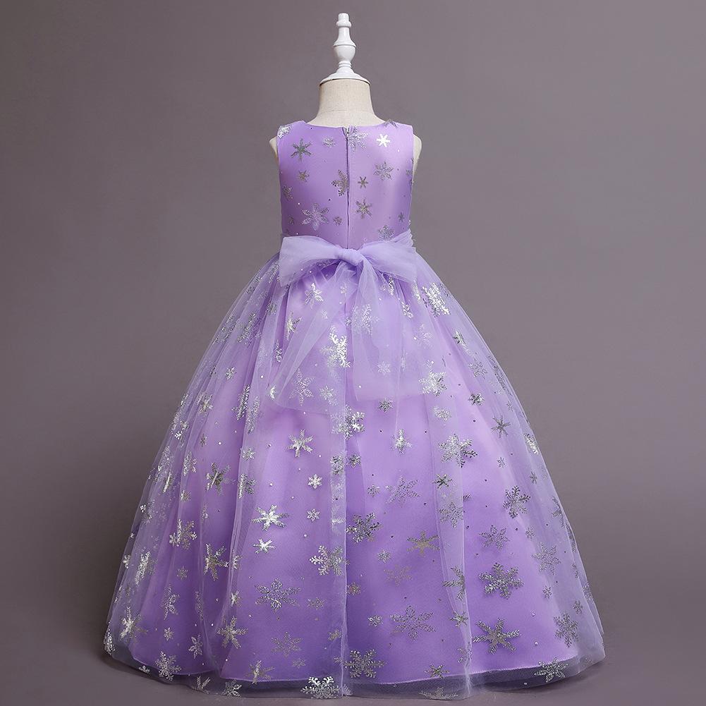Summer Spring Autumn Kids Teen Girl Dress Sleeveless Snowflake Embroidery Mesh Princess Dresses Children Tutu Flower Girls Kid Party Ball Gown